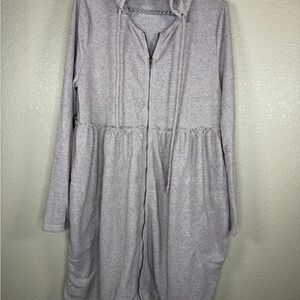 Easel Hooded Zip Up Dress Cardigan Medium Blush Pink Boho Cozy Tunic Pockets